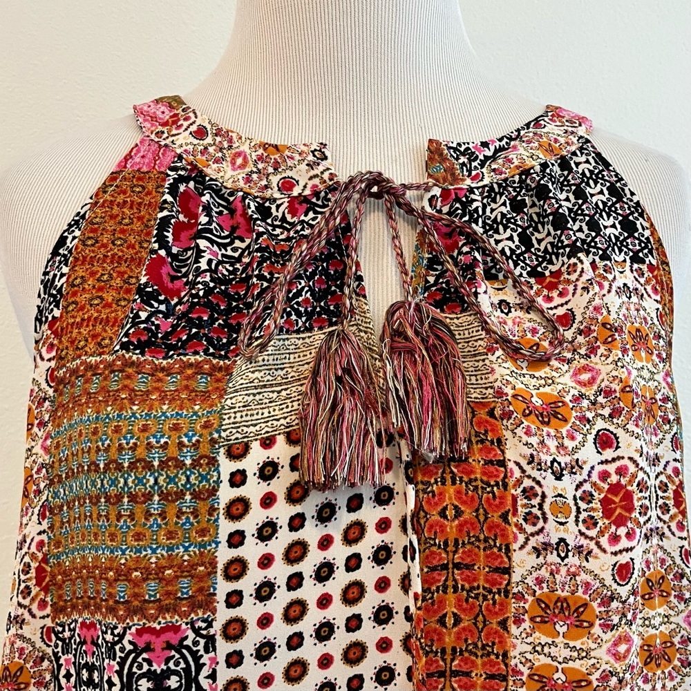 Rose + Olive | Patchwork Sleeveless Multicolor Top - image 3
